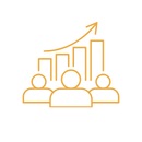 graph going up with people in front icon